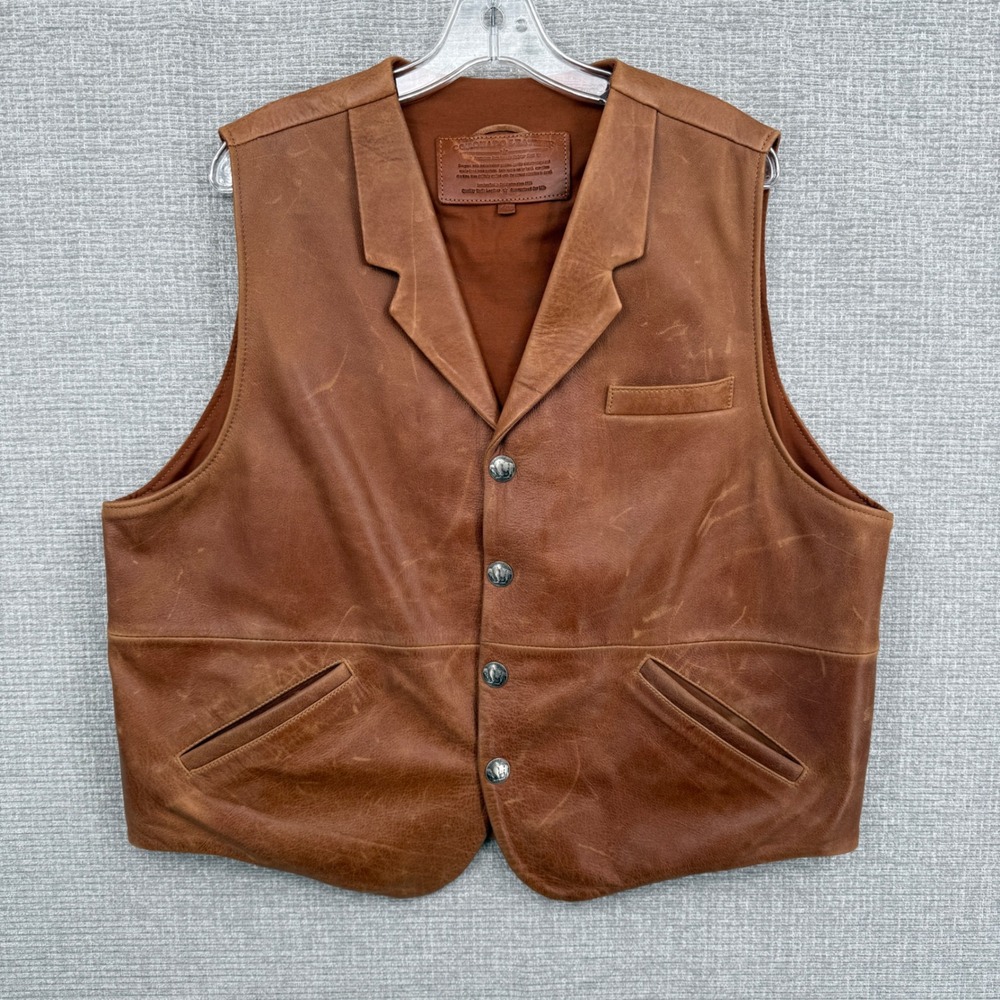 Coronado Leather Holster Vest Men 48 Brown Buffalo Nickel Button Western Conceal